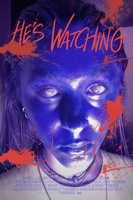 Exclusive Debut: HE'S WATCHING Alt Poster - Purple Demon Face by Jay Martin & JAE 